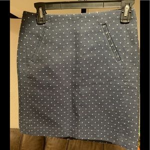 Ann Taylor LOFT Skirt Womens Size Op Navy Blue White Polka Dot Straight Pencil S